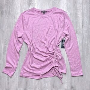 INC International Concepts Women's Pink Ruched Asymmetrical Lightweight Sweater